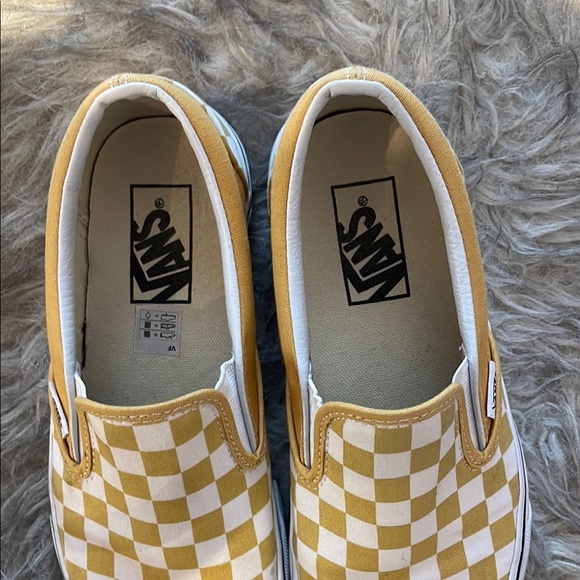 Unisex Vans Yellow Checkered Slip-On Sneakers - Picture 2 of 6